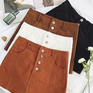 Single-breasted High-waist A-line Skirt