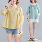 Buttoned Balloon-sleeve Blouse