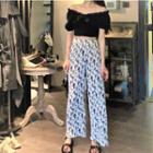 Off-shoulder Ribbon Top / Tie-dye Pants