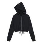 Zip-up Drawstring-cuff Hoodie