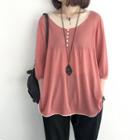 3/4-sleeve Mock Two-piece Knit Top