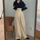 Long-sleeve Cut Out Cropped T-shirt / Camisole Top / Wide Leg Pants / Set