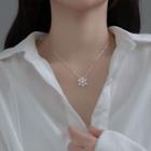 Rhinestone Snowflake Necklace 1 Pc - Silver - One Size