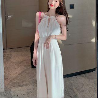 Sleeveless Halter Wide-leg Jumpsuit