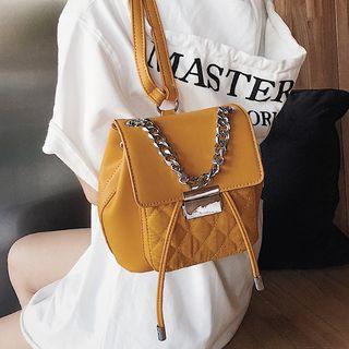 Quilted Panel Chain-handle Push Lock Backpack