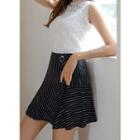 Inset Shorts Hoop-detail Pinstripe Miniskirt