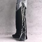 Lace-up Side High-waist Straight-cut Pants