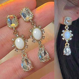 Gemstone Drop Earring 1 Pair - 1570a - Gold - One Size