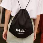 [r:lol] Letter-printed Bucket Backpack Black - One Size