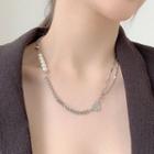 Faux Pearl Necklace Bm0213 - Silver - One Size