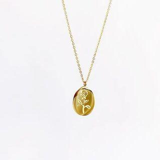 Flower Disc Pendant Sterling Silver Necklace Xl1595 - Gold - One Size