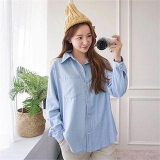 Pocket-front Dip-back Denim Shirt