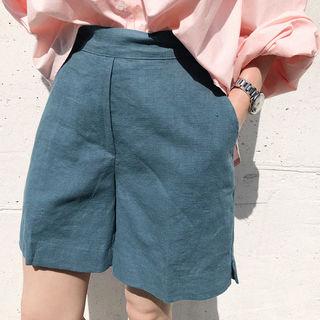Wide-leg Hemp Blend Shorts