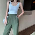 Side-slit Loose-fit Wide-leg Pants