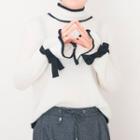 Contrast Trim Bow Accent Sweater