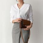 V-neck Hidden-button Blouse
