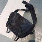Plain Flap Messenger Bag H001 - Black - One Size
