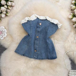 Frilled Denim Tube Top Blue - One Size