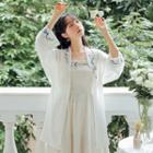 Embroidered Open-front Chiffon Cardigan