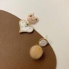 Asymmetrical Bear Pom Pom Drop Earring