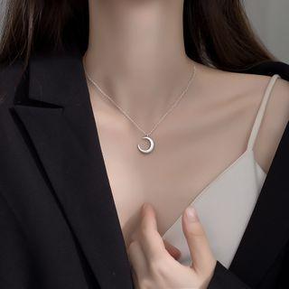 925 Sterling Silver Moon Pendant Necklace Moon - One Size