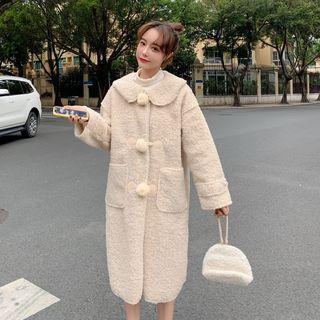 Fleece Toggle Long Coat Beige - One Size