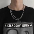 Layered Chunky Chain Necklace 1 Pc - Silver - One Size