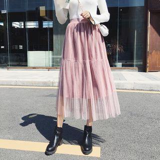 Glittered Stripe Mesh Skirt