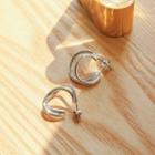 Layered Twisted Hoop Earrings Silver - One Size