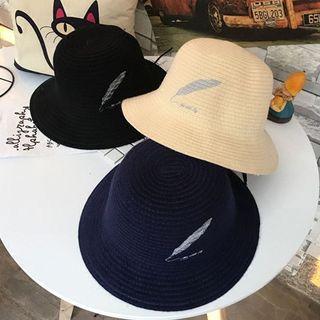 Feather Embroidered Bucket Hat