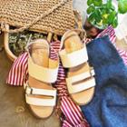 Buckled Faux-leather Low-heel Sandals