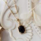 Rhinestone Pendant Necklace Black - One Size