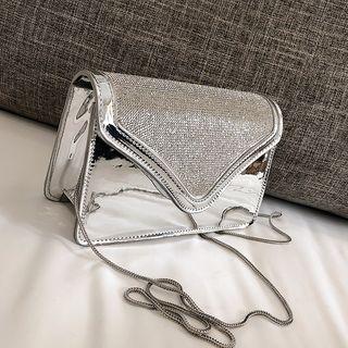 Faux Leather Rhinestone  Crossbody Bag