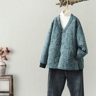 Floral Frog-button Padded Jacket