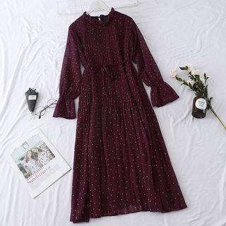 Bell-sleeve Dotted Maxi A-line Dress