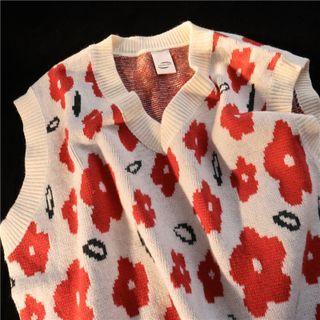 Flower Sweater Vest Flower - Almond - One Size