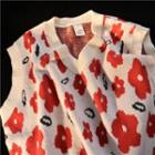 Flower Sweater Vest Flower - Almond - One Size