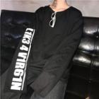 Lettering Long-sleeve T-shirt Black - One Size