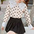 Lace Collar Dotted Blouse