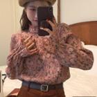 Bell-sleeve Floral Blouse Shirt - Pink - One Size