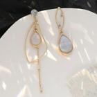 Non-matching Rhinestone Drop Earring 1 Pair - 1569 - Gold - One Size