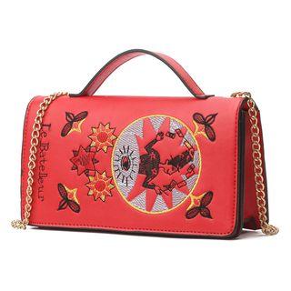 Embroidery Chain Strap Cross Bag