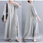 3/4-sleeve Knit Maxi Dress