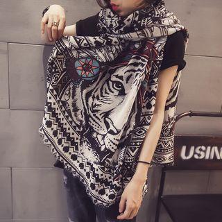 Print Linen Cotton Shawl