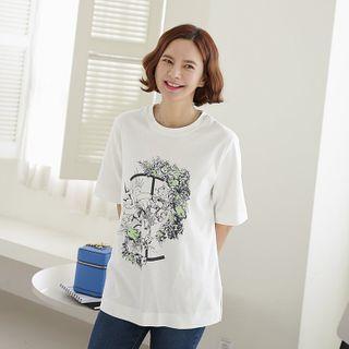 Illustration Print Cotton T-shirt