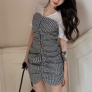 Mock Two-piece Ruched Mini Dress