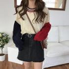 Color Block Sweater As Shown In Image - One Size