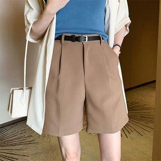 High Waist Plain Wide Leg Dress Shorts