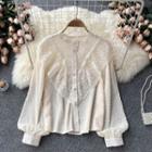 Round-neck Ruffle Lace Long-sleeve Top