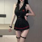 Open-back Halter Dress Black - One Size
